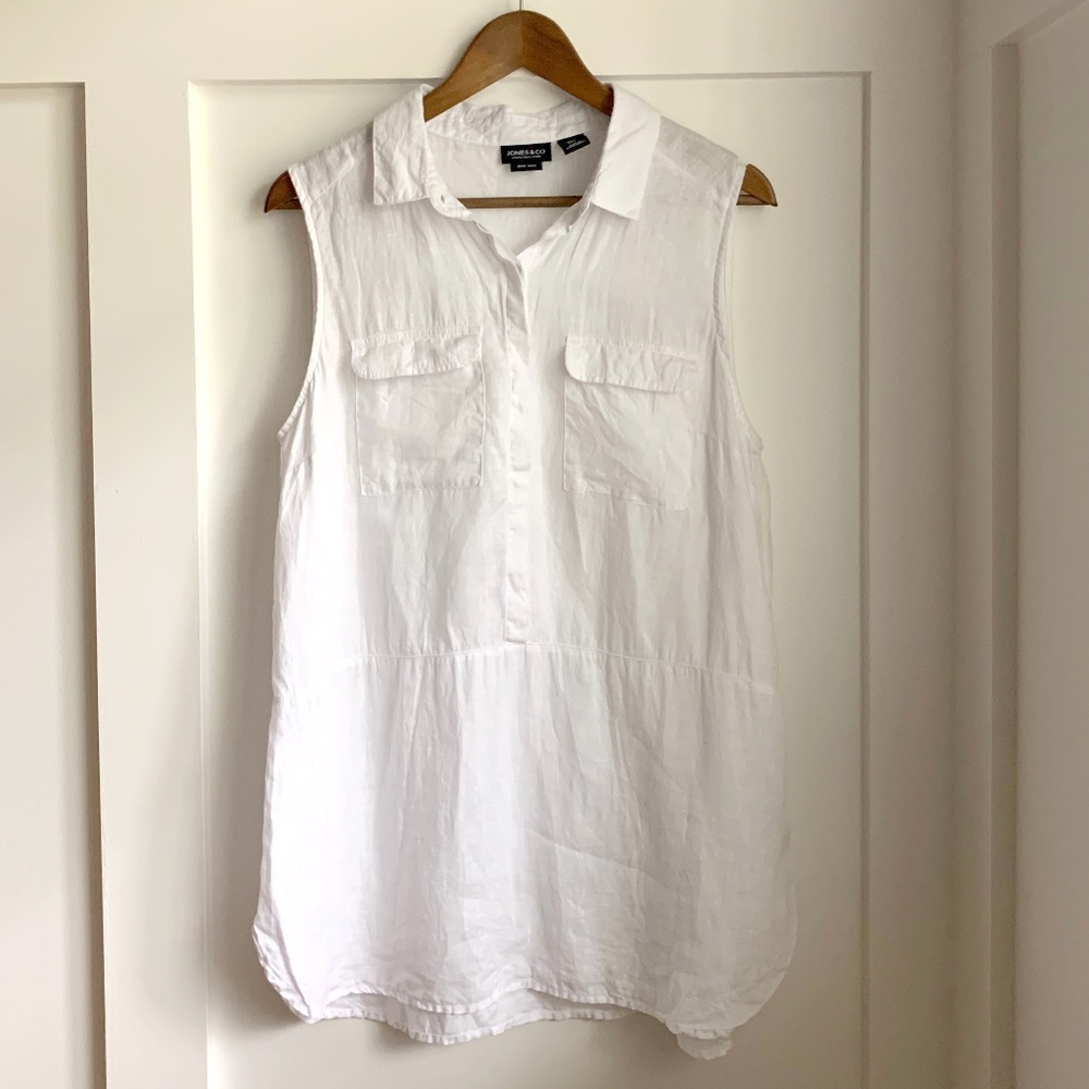 Jones New York Linen White Tank, Large